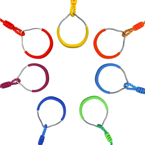 Miniatura 5 de 7 anillos ninja coloridos – Anillos de gimnasia, anillos de barra de columpio, anillos de mono, anillos de escalada al aire libre, juegos de patio