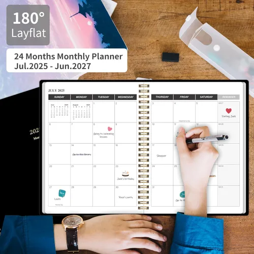 Miniatura 6 de Agenda mensual 2025-2027, julio 2025 a junio 2027, calendario mensual de 2 años 2025-2027, 7.5" x 10", calendario de 24 meses con objetivos y lista