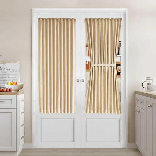 Miniatura 29 de Vatge - Cortinas autoadhesivas para puerta francesa, tratamiento de ventana con filtro de luz sin varillas ni perforaciones para puertas de cristal