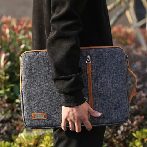 Miniatura 7 de LONMEN Funda para portátil de 15,6 pulgadas, resistente al agua, con asa para Flex 4/Yoga 720/Ideapad 330 321S Laptop/ThinkPad P1/HP Envy x360 Gris