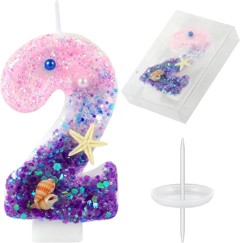 Miniatura 8 de AKURIEEY Vela de Sirena de 7º Cumpleaños Rosa Azul Números 7 Vela para Niñas Decoración de Pastel Decoraciones de Cupcakes Decoración de Fiesta