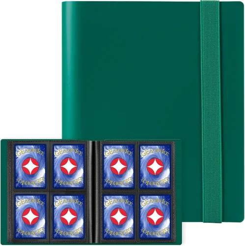GEAoffice Carpeta de Tarjetas de 4 Bolsillos Álbum Carpeta para Colección de Cartas Coleccionables – Carpeta de 160 Bolsillos de Carga Lateral para