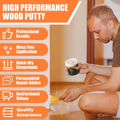 Miniatura 4 de Deuvuo Relleno de madera, relleno de masilla de madera blanco, nuestro relleno de grano de madera ofrece una solución rápida y duradera para 9.87oz