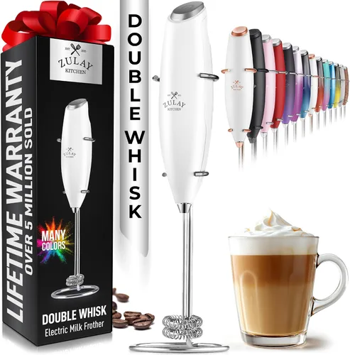 Miniatura 441 de Zulay Milk Boss Espumador de leche potente manual, hace espuma para latte, batidor para mezclar bebidas, café, miniespumador para capuchino, frappé