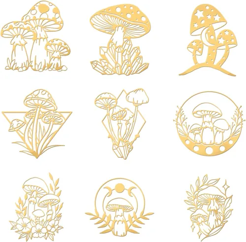 Miniatura 9 de OLYCRAFT Calcomanías temáticas de ala de ángel, 9 calcomanías de metal de latón dorado de 1.6 x 1.6 pulgadas para álbumes de recortes, manualidades