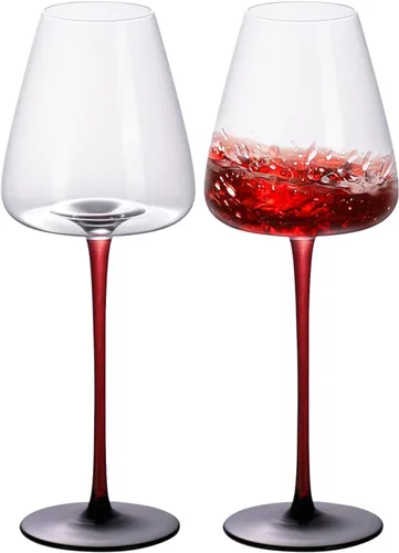 Miniatura 20 de KAMMAK Juego de 2 copas de vino de 11.49 onzas, de cristal soplado a mano, borde fino y tallo largo, perfectas para rojo y blanco, uso diario