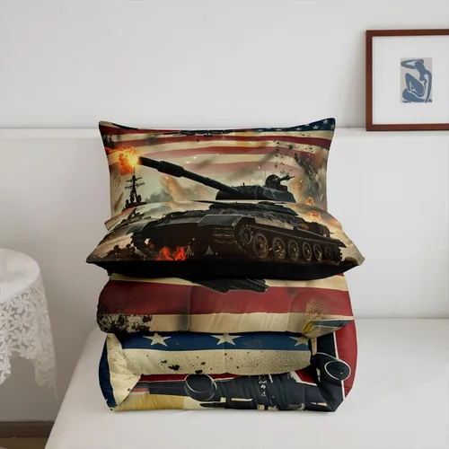Miniatura 6 de Erosebridal Juego de edredón de plumón con bandera estadounidense, juego de ropa de cama con diseño militar para niños, adultos y hombres, camuflaje