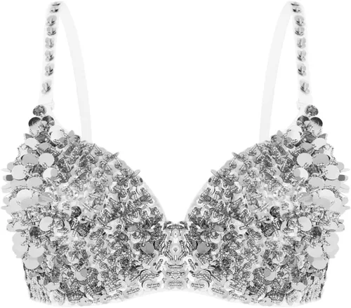 Miniatura 15 de Sujetador de disfraz de danza del vientre brillante para mujer, con lentejuelas, para baile rave, fiesta, club