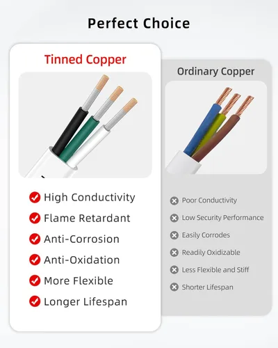 Miniatura 5 de NAOEVO Cable marino de calibre 14, cable eléctrico marino triplex 14/3, resistente al agua/aislado de PVC/cobre estañado sin oxígeno, cable de 14