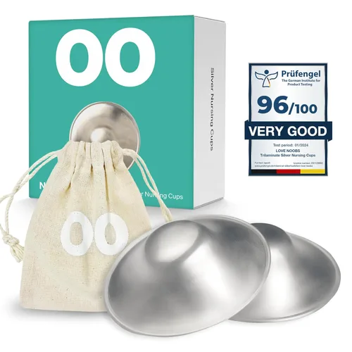 LoveNoobs - Tazas de lactancia plateadas originales de LoveNoobs, protectores de pezones para lactancia materna recién nacida, cubiertas plateadas