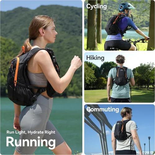 Miniatura 6 de MARCHWAY Mochila de hidratación ligera con correas estilo chaleco y bolsa de agua de TPU de 2.5 L, versátil y elegante paquete de múltiples