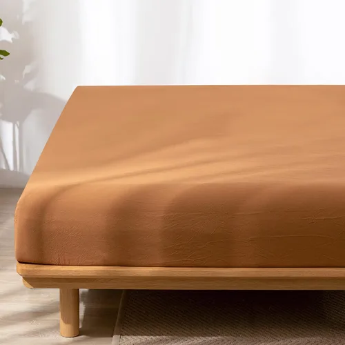 Miniatura 4 de MooMee Sábana bajera ajustable de solo 100% algodón lavado con textura parecida al lino, transpirable, duradera, suave, cómoda, bolsillo profundo