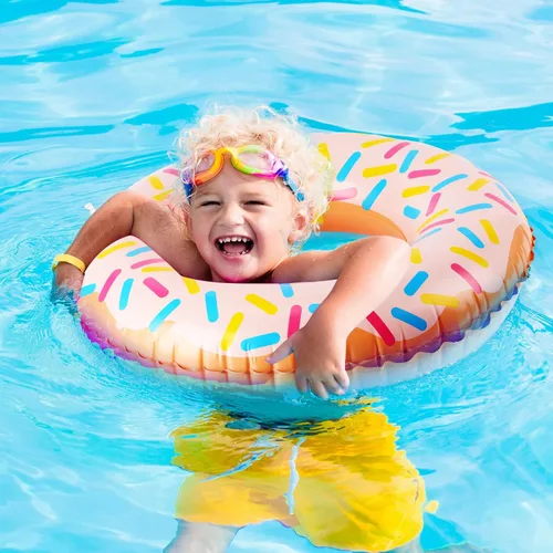 Miniatura 4 de Leitee Dona inflable para niños de 21.7 pulgadas con forma de dona, flotadores para piscina, tubo de natación inflable, anillo de natación