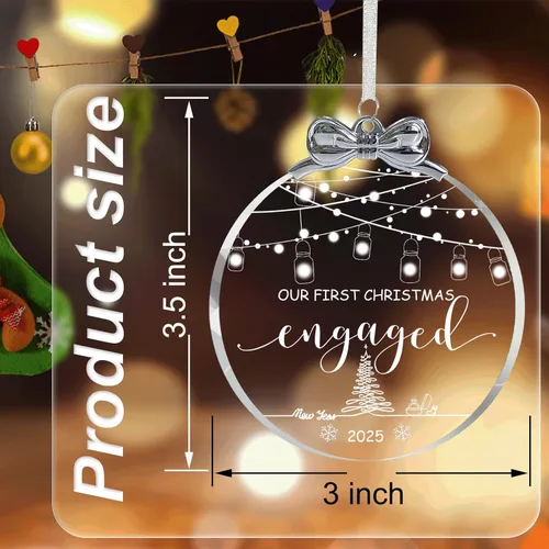 Miniatura 2 de Regalos de compromiso para parejas 2025, regalos para la futura novia, adorno de compromiso 2025 de cristal, primer adorno de Navidad comprometido