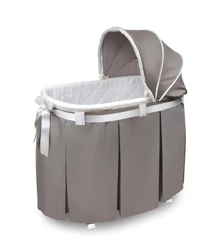 Moisés oval Badger Basket Wishes, con falda completa, gris