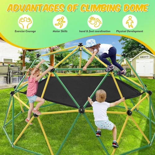 Miniatura 3 de Hapsor Cúpula de escalada, escalador de cúpula de 10 pies con hamaca y columpio, gimnasio de selva al aire libre soporta 1000 libras, fácil montaje