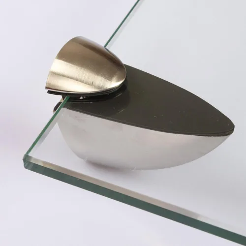 Miniatura 2 de Soporte de pared ajustable de madera/vidrio de metal, 2 unidades o un par, níquel cepillado