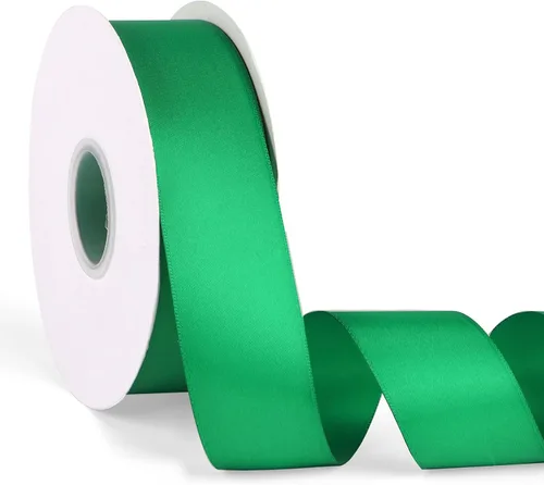 Miniatura 45 de Cinta de satén verde manzana de doble cara de 1-1/2 pulgadas x 50 yardas, cinta continua de poliéster de alta densidad para envolver regalos, bodas