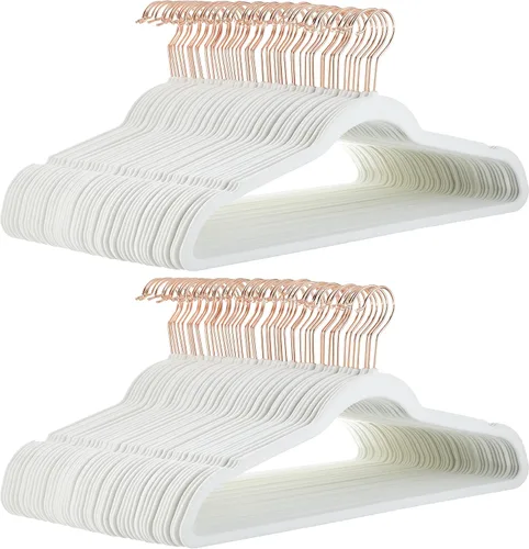 Miniatura 18 de Amazon Basics - Juego de 100 perchas para ropa, delgadas, antideslizantes y de terciopelo, color negro