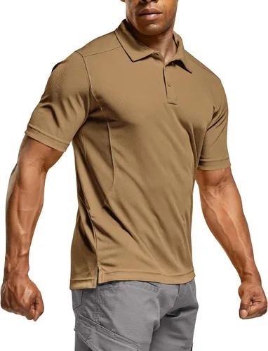 CQR Camiseta polo táctica para hombre, de manga corta, ligera y con Dry Fit, tela piqué, FPU 50+, para exteriores