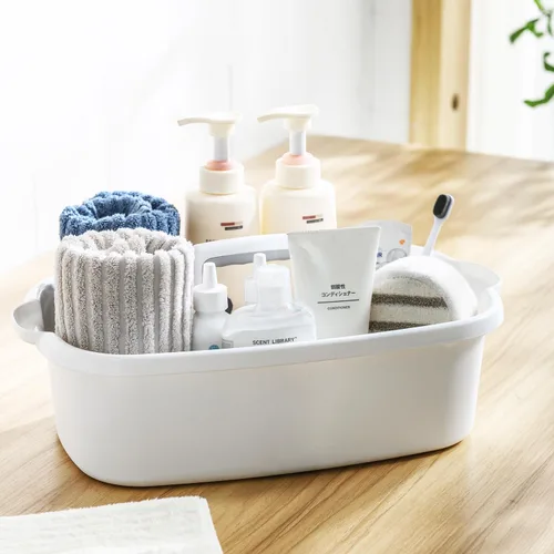 Miniatura 4 de Carrito de almacenamiento de limpieza de plástico ALINK con asa, gran organizador de cesta de ducha para dormitorio, baño, herramienta, jardín