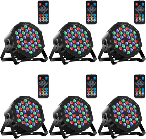 Miniatura 6 de MOSFiATA Paquete de 4 luces Par, RGB 36 luces LED de escenario activadas por sonido, control DMX, 7 modos de iluminación vertical con control