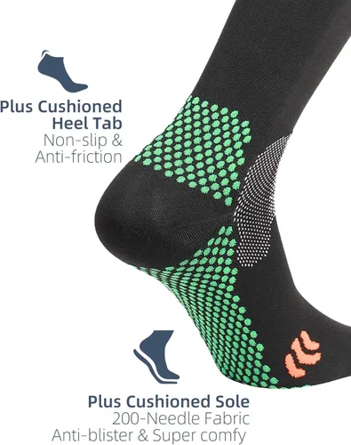 Miniatura 3 de Rolxmed Calcetines deportivos de compresión para correr, fútbol, béisbol, para jóvenes, mujeres y hombres, 15-20 mmHg, ajuste delgado (1 par3 pares)
