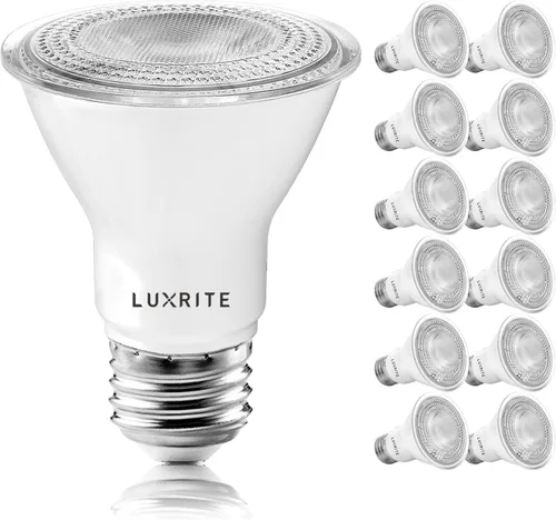 Miniatura 7 de LUXRITE Paquete de 4 bombillas LED PAR20, equivalente a 50 W, blanco suave de 3000 K, foco LED regulable, para interiores y exteriores, 7 W, 500