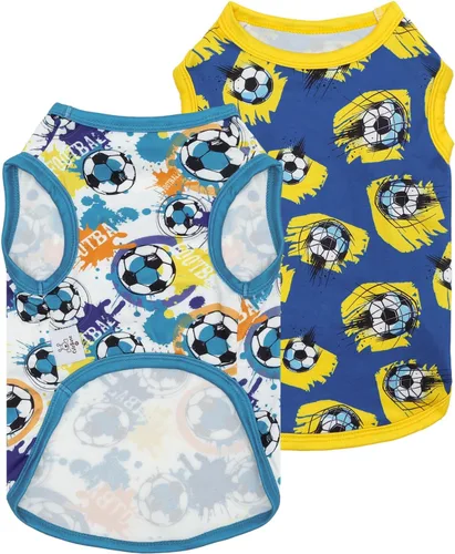 Miniatura 18 de CuteBone Paquete de 2 camisas para perros, ropa suave para mascotas, chaleco de verano transpirable para cachorros pequeños y ropa elástica