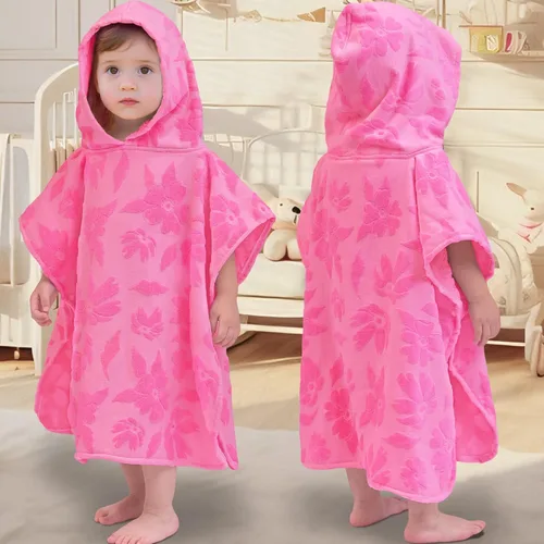 Miniatura 14 de VOOVA & MOVAS Toallas tipo poncho para niños pequeños (2-6 años, 24 x 48 pulgadas), 100% algodón, suave, absorbente, con capucha, perfectas