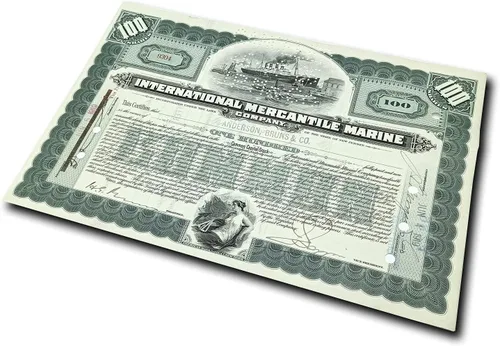 Miniatura 8 de Certificado de Acciones Coleccionables - Empresa que hizo el Titanic "Marina Mercantil Internacional" 1915-20
