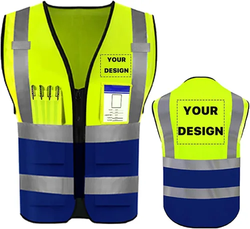 Miniatura 36 de Chaleco de seguridad de alta visibilidad reflectante, personaliza tu logotipo, ropa de trabajo de seguridad con tiras reflectantes y bolsillos A
