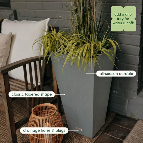 Miniatura 5 de Veradek V-Resin - Macetero cónico para interiores y exteriores, paquete de 2 (26 pulgadas, gris)