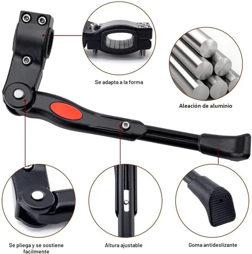 Miniatura 2 de UHACKER Soporte lateral trasero ajustable para bicicleta de aluminio para bicicletas de 22"-26