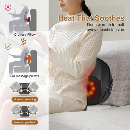 Miniatura 5 de LEERCON Masaje de espalda amasamiento almohada de masaje Shiatsu masajeador para cuello, hombros, cintura para alivio total del cuerpo