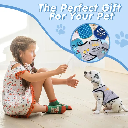 Miniatura 7 de Sadnyy Paquete de 6 Camisetas de Invierno para Perro Macho, Ropa para Mascotas, Camiseta sin Mangas para Gatito, Camisetas con Letras para Perros