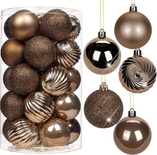 Miniatura 44 de Adornos de bolas de Navidad negras de 2.36 pulgadas, 25 piezas inastillables, set de adornos de Navidad, bolas de Halloween, adorno negro para árbol