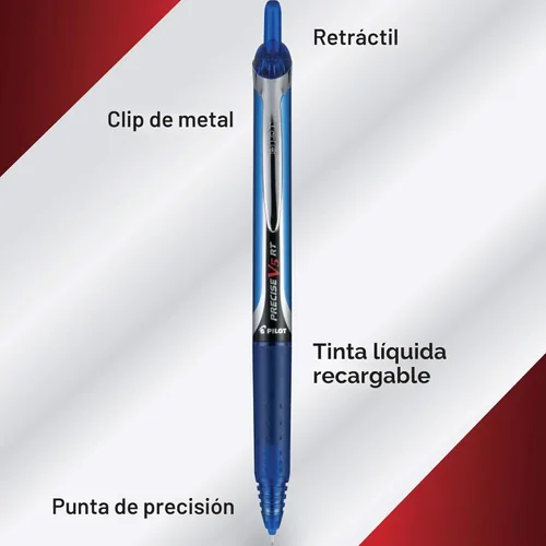 Miniatura 3 de Pilot Precise V5 RT - Bolígrafos roller recargables y retráctiles, punta extrafina de 0.020 in, color azul, paquete de 12 unidades, ideales