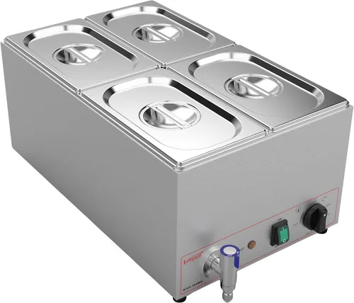 Miniatura 8 de Valgus Bain Marie Buffet de acero inoxidable de grado comercial, 2 secciones, 19 cuartos de galón, calentador de alimentos, mesa de vapor con tapa