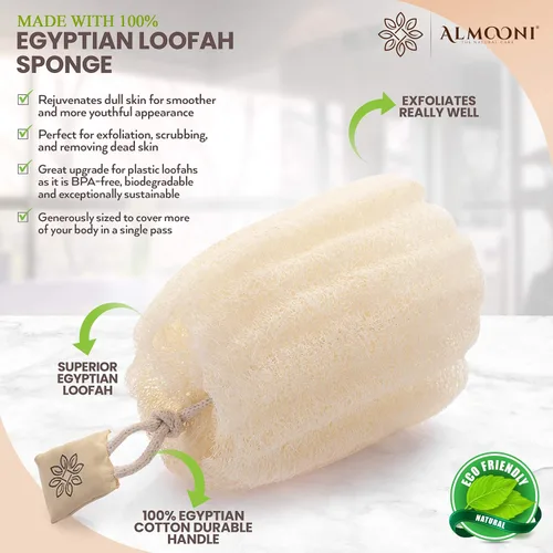 Miniatura 2 de Esponja egipcia natural de primera calidad para ducha y esponjas faciales, esponja exfoliante grande para el cuerpo, pule la piel muerta para una