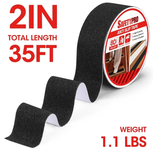 Miniatura 3 de Paquete de 2 cintas de agarre antideslizante, cinta antideslizante resistente para escalones, monopatines, 4 y 2 pulgadas x 35 pies, cinta