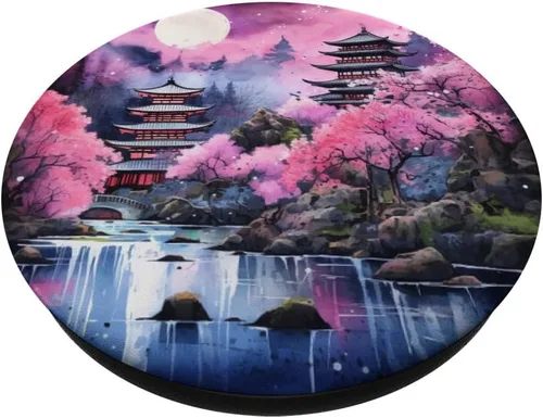 Miniatura 2 de PopGrip estándar japonés Sakura Cherry Blossom Moon PopSockets estándar