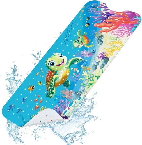 Miniatura 16 de SHUCHING Tapete de baño para bebé antideslizante de 40 x 16 pulgadas, tapete de baño para niños, sin moho, tapete de ducha antideslizante para baño