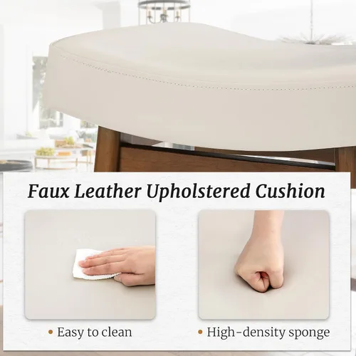 Miniatura 5 de Cozyman Juego de 2 Taburetes de Bar, Taburetes de Bar con Patas de Madera Resistentes, Taburetes de Bar de Altura de Mostrador con Asiento Tipo