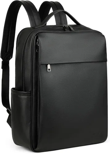 MASINTOR Mochila Bolso de Cuero PU de 15.6 pulgadas para Portátil para Mujeres, Mochila Casual Grande para Universidad, Bolsa de Viaje, Negro,