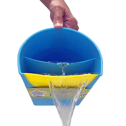 Mighty Clean Baby Taza de enjuague de champú | Cubo de enjuague de baño para bebés para lavar el cabello y lavar el champú protegiendo los ojos del