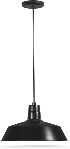Lámpara colgante industrial negra de 14 pulgadas con cable ajustable de 10 pies, lámpara colgante vintage montada en techo para uso en interiores,