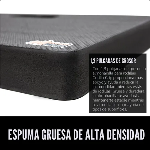 Miniatura 3 de GORILLA GRIP Almohadilla de Espuma Suave Extra Gruesa con Patente Pendiente para Arrodillarse, Cojines Grandes de Apoyo para las Rodillas para Negro