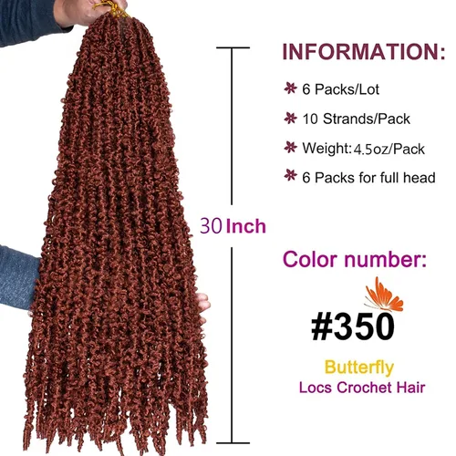 Miniatura 19 de ZRQ Butterfly Locs Cabello de Ganchillo Corto 6 Paquetes Negro Cabello Bob de Ganchillo 8 Pulgadas Locs Sintéticos Desordenados Desgastados Trenzas