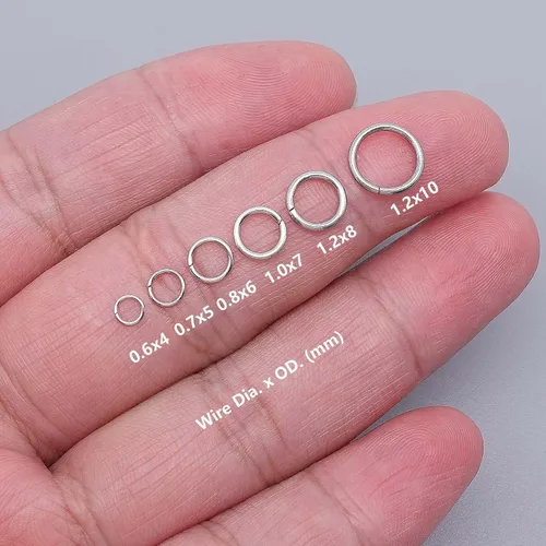 Miniatura 2 de Kit de anillos de salto de acero inoxidable de 0.157 in, 0.197 in, 0.236 in, 0.276 in, 0.315 in, 0.394 in, de metal, redondo, para manualidades